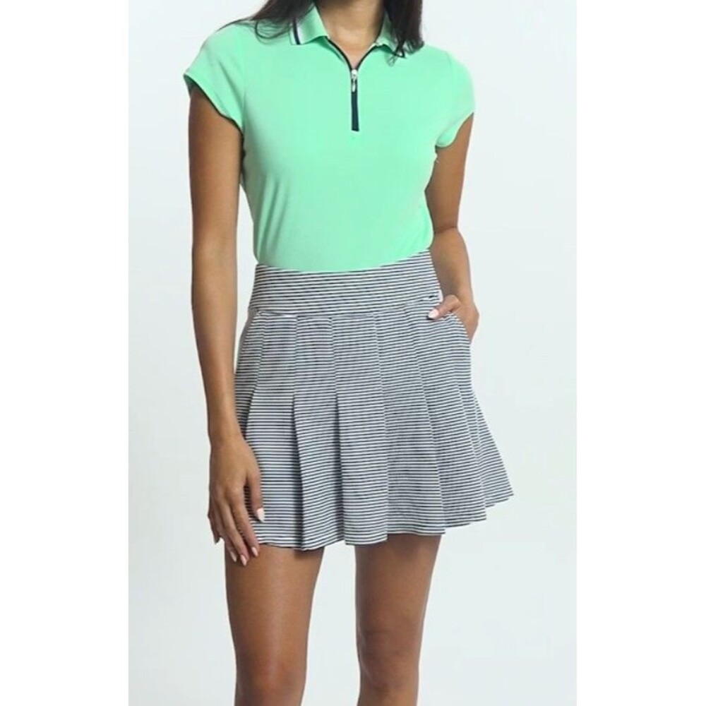 IZOD Performance Women's Pleated Golf Tennis Pickleball Skort L Navy White